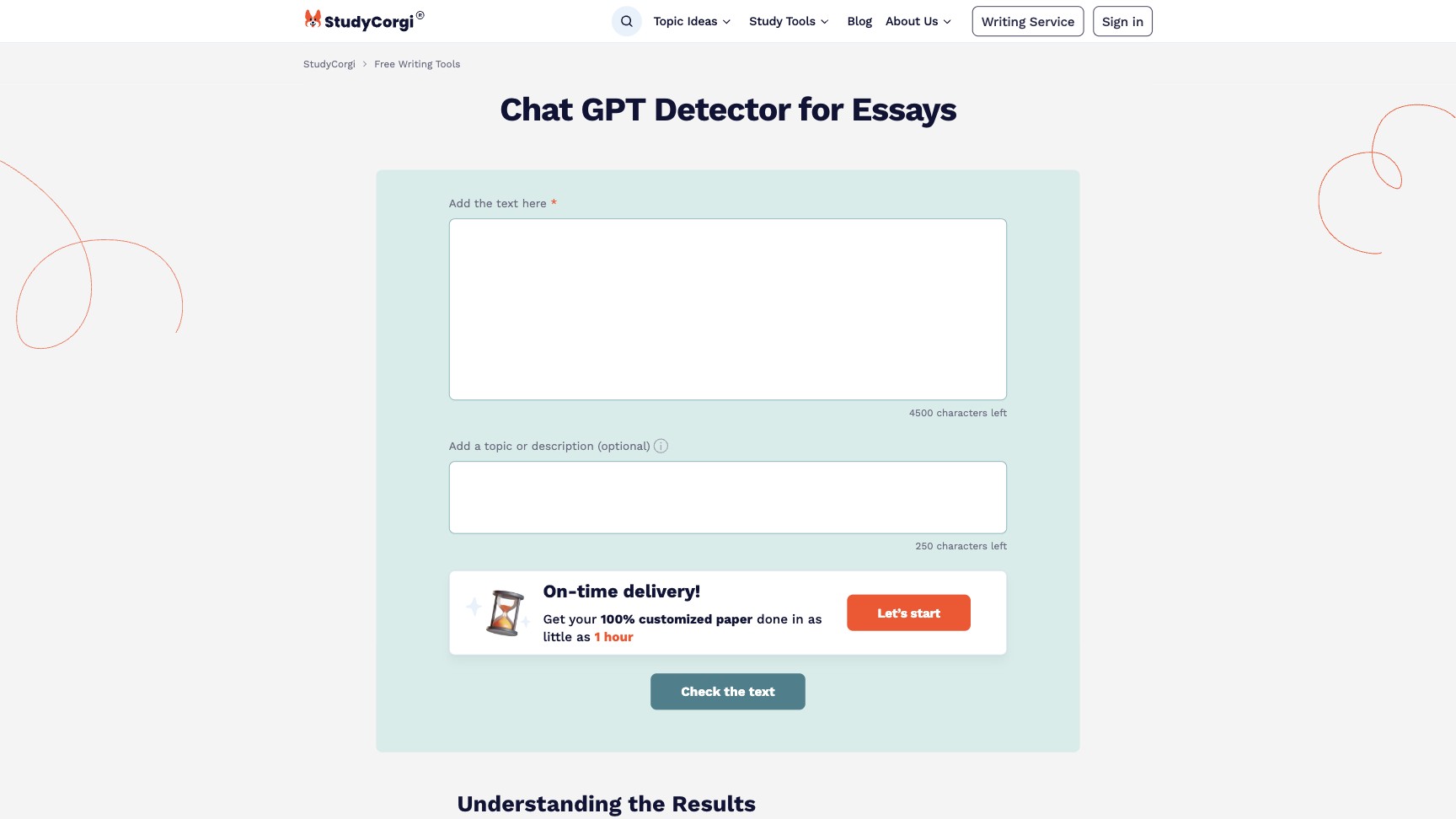 Studycorgi ChatGPT Detector